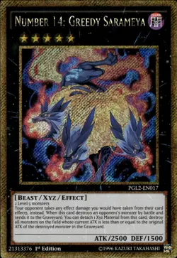 Number 14: Greedy Sarameya - Gold Secret Rare 1st Ed. PGL2-EN017 - NM - YuGiOh - Image 1