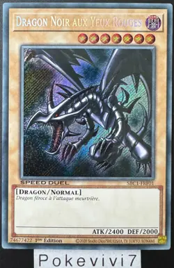 Carte YU-GI-OH! DRAGON NOIR AUX YEUX ROUGES SBC1-FRF01 Secret Rare NEUF - Image 1
