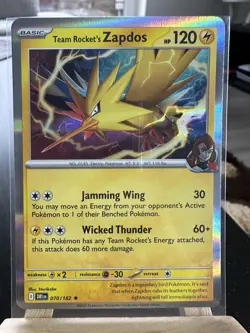 Pokemon TCG Team Rocket's Zapdos Holo Card 070/182 Destined Rivals NM - Image 1