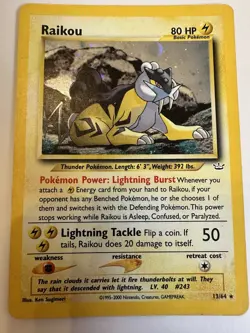 Pokemon TCG Raikou Neo Revelation Holo Rare Card 13/64 MP - Image 1