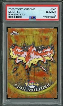 PSA 10 GEM MINT Moltres Topps Chrome Series 1 Holo Pokemon Card #146 - Image 1