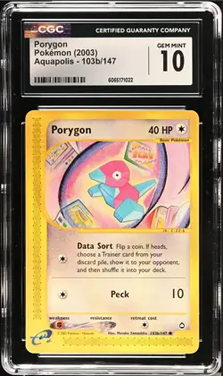 CGC 10 GEM MINT Porygon 103b/147 Aquapolis 2003 Vintage WOTC Pokemon Card - Image 1