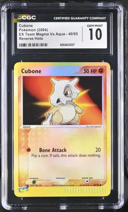 CGC 10 Cubone 2004 EX Team Magma Vs Aqua 40/95 Reverse Holo Pokemon Card - Image 1