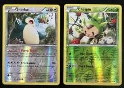 Snorlax 118/162 Chespin 9/162 Breakthrough Reverse Holo Pokemon Story Cards - Image 1