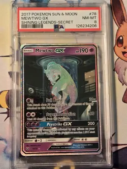 Pokemon Mewtwo GX TCG Shining Legends Holo Card 76/73 PSA 8 Secret Rare - Image 1