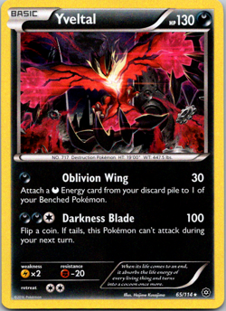 Yveltal 65/114 Holo Rare Steam Siege Pokemon 2016 Card Near Mint - NM - Image 1