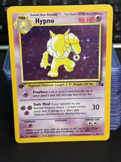 Pokemon TCG Hypno Holo First Edition Rare Card 8/62 Fossil Set - Image 1