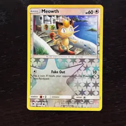 Meowth 101/147 Pokemon Burning Shadows Sun & Moon Reverse Holo Common Card NM - Image 1