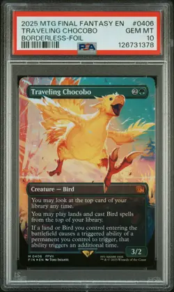2025 MTG FINAL FANTASY BORDERLESS-FOIL #0406 TRAVELING CHOCOBO PSA 10 - Image 1