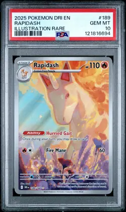 2025 POKEMON DRI EN-DESTINED RIVALS ILLUSTRATION RARE #189 RAPIDASH PSA 10 - Image 1
