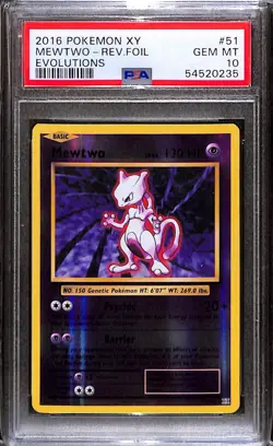 2016 Pokemon Xy Evolutions Mewtwo-Rev. Foil Evolutions PSA 10 #51 - Image 1