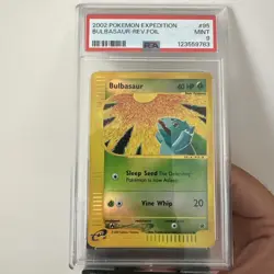 PSA MINT 9 2002 POKEMON TCG EXPEDITION #95 BULBASAUR-REV.FOIL - Image 1