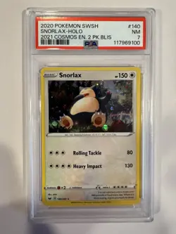 2020 Pokemon Snorlax 140/202 Cosmos Holo Blister Promo PSA 7! - Image 1