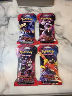 Pokemon Destined Rivals Sleeved Booster Set SV10 - 4 Pack Art Set Lot - Image 1