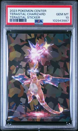 2023 POKEMON CENTER TERASTAL STICKER TERASTAL CHARIZARD PSA 10 - Image 1