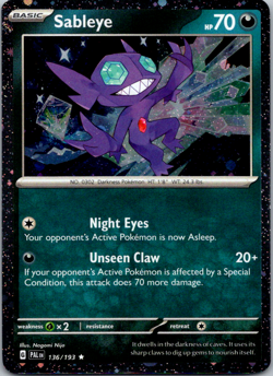 Sableye Pokemon Paldea Evolved 136/193 Cosmos Holo Exclusive Near Mint - Image 1