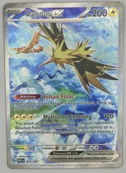 Pokemon TCG Zapdos EX Card 202/165 Scarlet & Violet 151 - Image 1