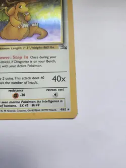 Dragonite - 4/62 - Pokemon Fossil Unlimited Holo Rare Card - Image 4