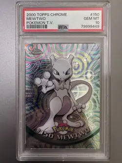 2000 Topps Pokemon Chrome Mewtwo Pokemon TV Card #150 PSA GEM-MT 10 - Image 1
