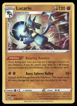 2022 Brilliant Stars Set Pokemon Card 079 Lucario NM - Image 1