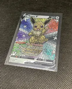 CUSTOM MADE Eevee Shiny/ Holo Pokemon Card Full/ Alt Art Stained Glass NM 1 - Image 1
