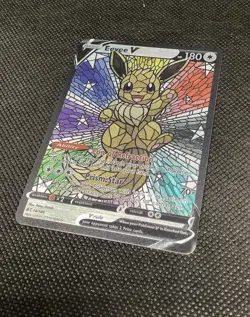 CUSTOM MADE Eevee Shiny/ Holo Pokemon Card Full/ Alt Art Stained Glass NM 1 - Image 3