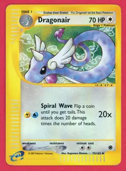 Dragonair 75/165 Reverse Holo Expedition eSeries Pokemon Card - Damaged - Image 1