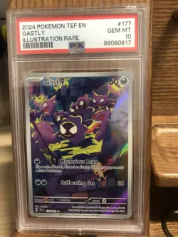 2024 POKEMON TEF EN GASTLY ILLUSTRATION RARE CARD#177 GEM MT PSA 10 - Image 1