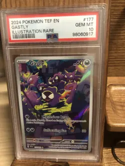 2024 POKEMON TEF EN GASTLY ILLUSTRATION RARE CARD#177 GEM MT PSA 10 - Image 2