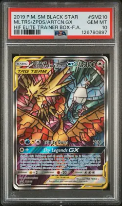 Moltres & Zapdos & Articuno GX SM210 PSA 10 Holo Promo Pokemon Card - Image 1