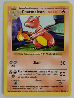 Pokemon Card Charmeleon Base Shadowless 1999 24/102 HP - Image 1