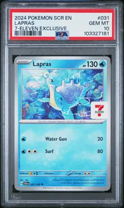 2024 POKEMON SCR EN-STELLAR CROWN 7-ELEVEN EXCLUSIVE #031 LAPRAS PSA 10 - Image 1