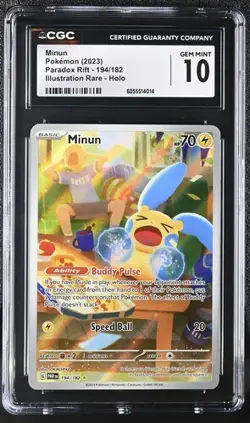 Pokemon TCG Paradox Rift Minun 194/182 CGC 10 Secret Illustration Rare SIR 2023 - Image 1