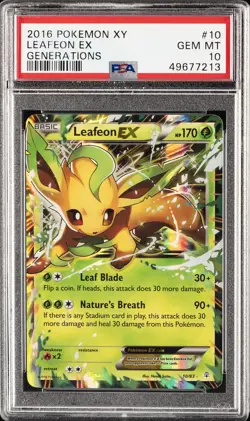 2016 POKEMON XY GENERATIONS #10 LEAFEON EX PSA 10 - Image 1