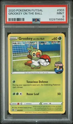 2020 POKEMON FUTSAL #003 GROOKEY ON THE BALL PSA 9 - Image 1