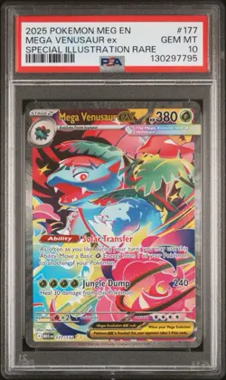 💥💥2025 POKEMON MEG EN MEGA VENUSAUR Ex SPECIAL ILLUSTRATION RARE PSA 10 #177 - Image 1