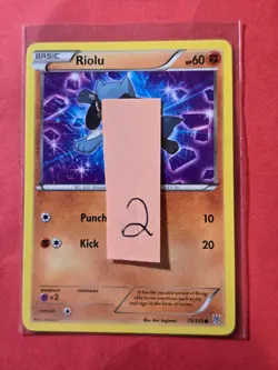 2013 Pokemon Black and White Plasma Storm #75 Riolu, C, NF/H, cd2 - Image 3