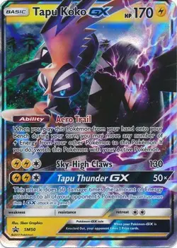 NM-Mint, English - 1 x Pokemon Tapu Koko GX - SM50 - Promo Sun and Moon Promos - Image 1