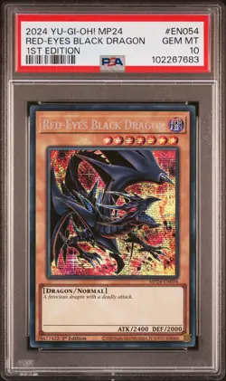 2024 YU-GI-OH! MP24-25TH ANV TIN: DUELING MIRRORS RED-EYES BLACK DRAGON PSA 10 - Image 1