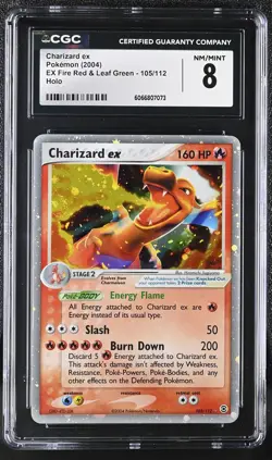 CGC 8 Charizard ex 2004 EX Fire Red & Leaf Green 105/112 Holo SWIRL Pokemon Card - Image 1