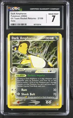 CGC 7 Dark Ampharos 2004 EX Team Rocket Returns 2/109 Holo Pokemon Card - Image 1