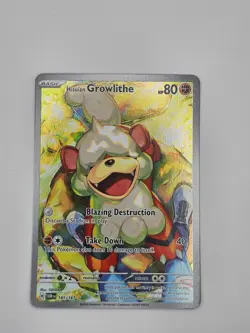 Pokemon TCG Hisuian Growlithe Twilight Masquerade Full Art Holo Card 181/167 - Image 1