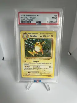 2016 Pokemon XY Evolutions Raichu Holo Card #36 PSA 9 Mint - Image 1