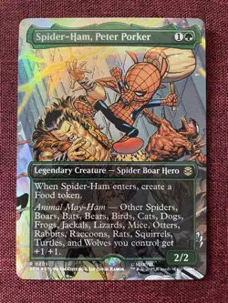 Spider-Ham, Peter Porker #201 FOIL SCENE BORDERLESS NM/M MTG Spiderman Magic - Image 1