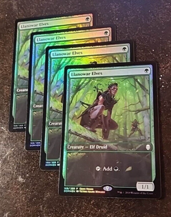 4x FOIL Full Art Open House Llanowar Elves - Dominaria - NM/VG - Image 1