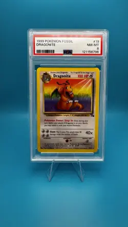 Pokemon TCG Dragonite 19/62 Fossil 1999 Unlimited Rare PSA 8 NM-MT - Image 1