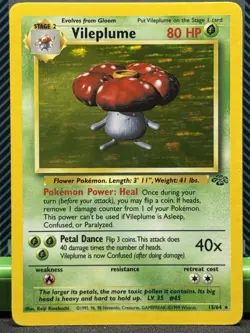 Pokemon TCG Vileplume Holo Rare Jungle 15/64 Unlimited 1999 LP - Image 1