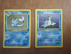 2 Carte Holo Pokemon Lapras 10/62 Fossil Vaporeon 12/64 Jungle prima edizione IT - Image 1