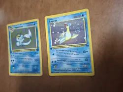 2 Carte Holo Pokemon Lapras 10/62 Fossil Vaporeon 12/64 Jungle prima edizione IT - Image 3
