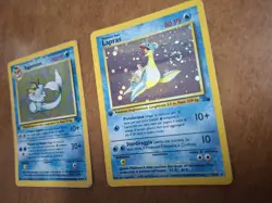 2 Carte Holo Pokemon Lapras 10/62 Fossil Vaporeon 12/64 Jungle prima edizione IT - Image 4